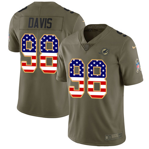 Nike Dolphins #98 Raekwon Davis Olive/USA Flag Youth Stitched NFL Limited 2017 Salute To Service Jersey